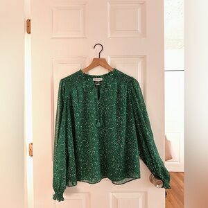 cupcakes & cashmere Green Blouse with White Speckles